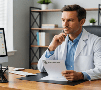 doctor consulting patient about ADHD treatment options doctor consulting patient about ADHD treatment options